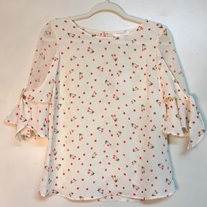 Lauren Conrad Cherry Print Blouse
